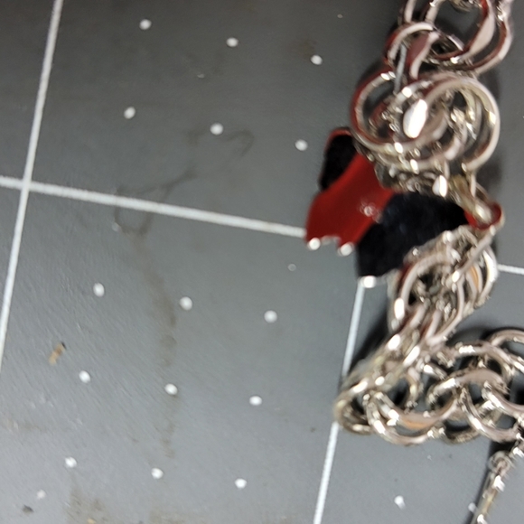 Elco double Sterling Silver charm bracelets 2 charm butterfly and cat - Picture 2 of 4